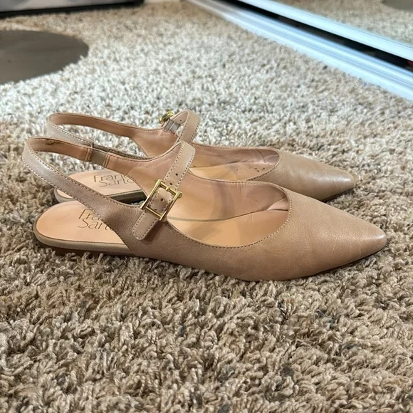 Franco Sarto Saundra Taupe Le Point Toe Flats - Picture 2 of 9